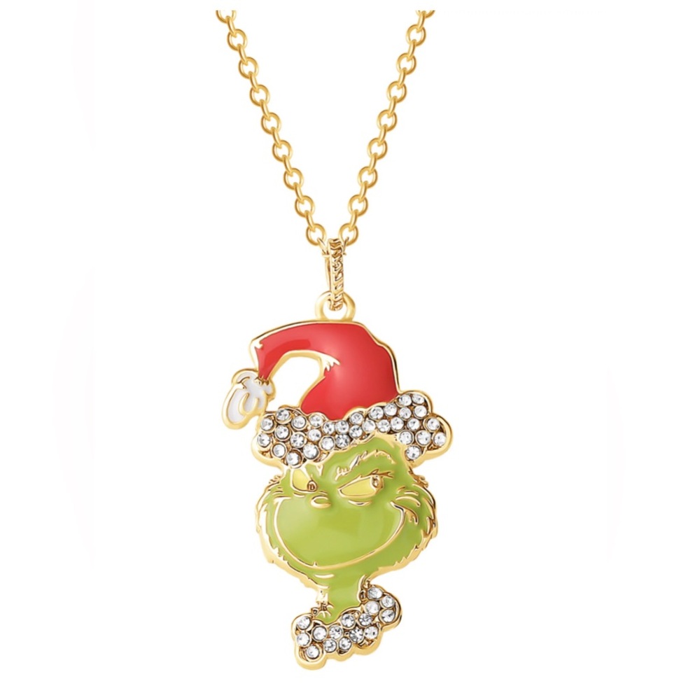 Dr. Seuss The Grinch Christmas Gold Tone Pendant Necklace
